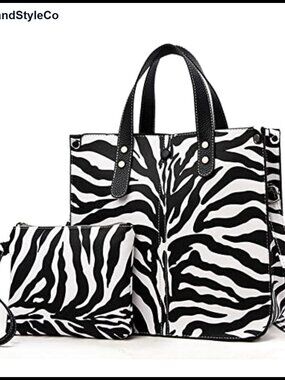 Synthetic Leather 2Pc Tote Satchel Set with Clutch & Strap